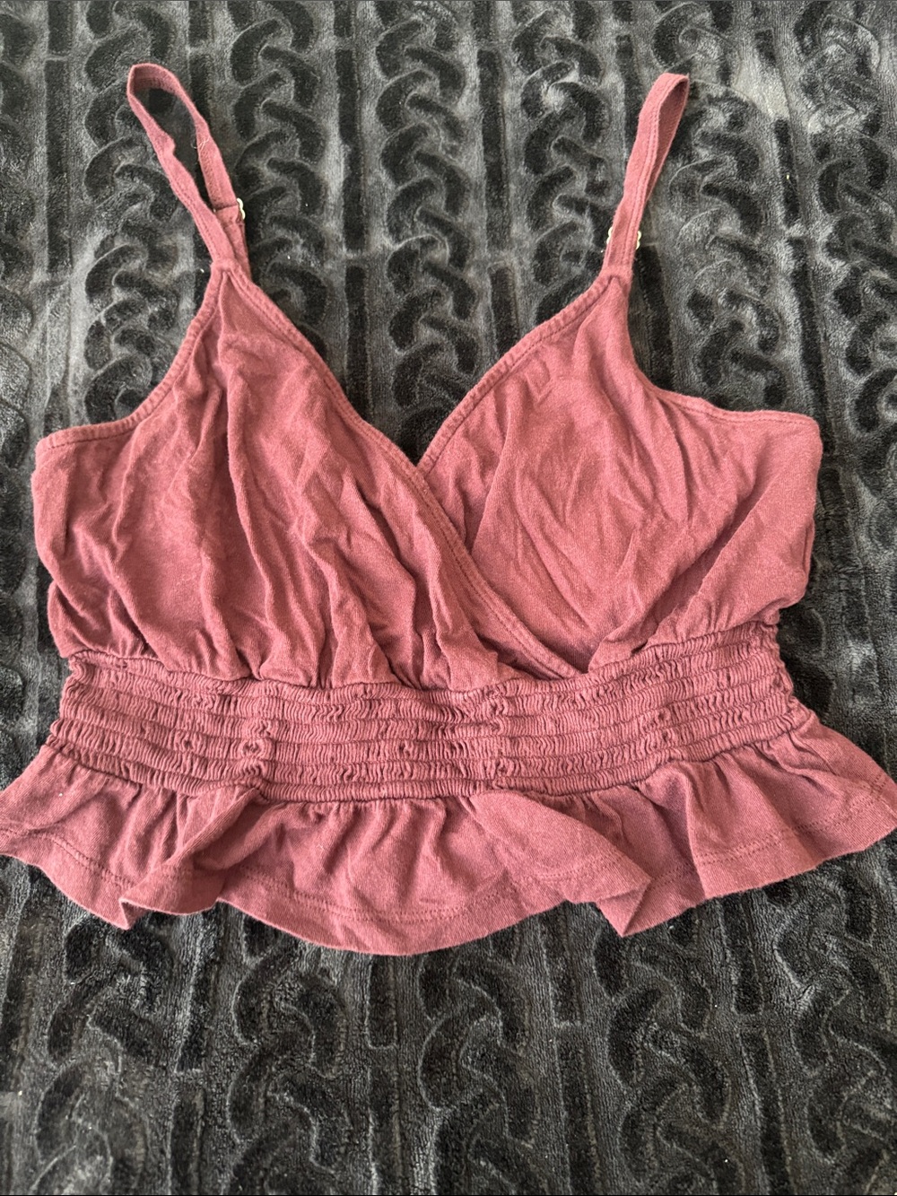Aeropostale Rose Pink Smocked Waist V-Neck Camisole
